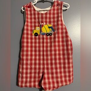 Kelly's Kids Red Plaid Bodysuit with Yellow Truck